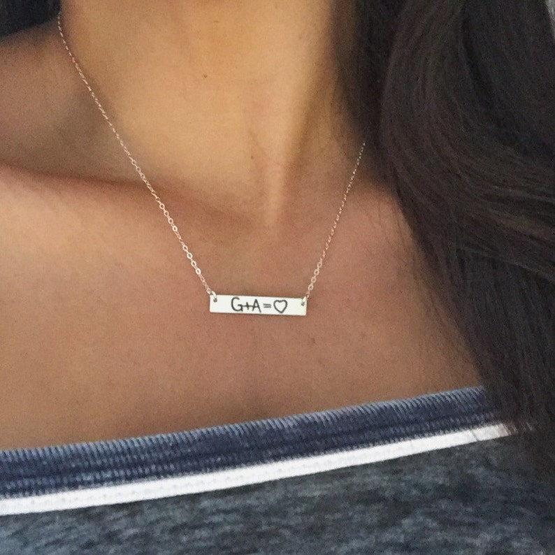Custom Handwriting Jewelry • Silver Bar Necklace • Personalized Jewlery • Custom Christmas Gift • Sentimental Unique Handwritten Name Plate image 1
