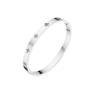 Avana Luxe Stainless Steel Clover Bangle