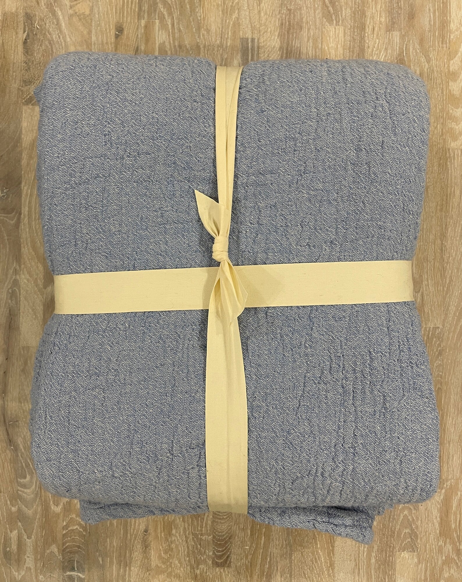 Sky Blue Linen Blanket King Throw Plaid Twin Bedspread Etsy