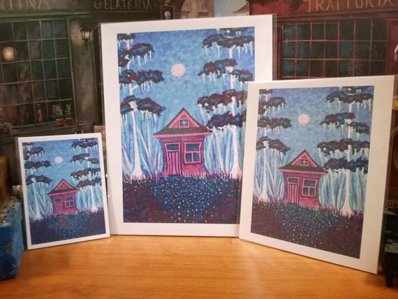 New Orleans Art Swamp Shack Southern Art Bayou Louisiana Folkart Cypress Trees Lagniappe Certificate Of Authenticity