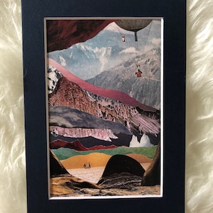 Maskiert Druck der original-Collage &quot;Sorbet Sunset&quot; in 5&quot; x 7&quot; blauen Matte