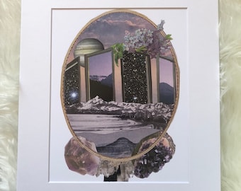 Matted print of original collage "Quantum Pane" in 11"'x14" - white mat