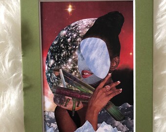 Print of original collage "Mensa" in 5"x7" green mat