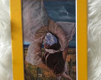 Print of original collage "Somnas" in 5"x'7" yellow mat