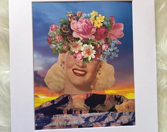 Matted print of original collage "Flower of Life" - fits 11"'x14" frame