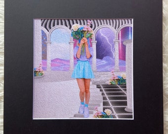 Matted print of collage "Growth Threshold" fits 12"x12" frame- black mat