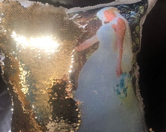 Custom picture sequin pillow, sequin pillow case cover. Magic pillow case, picture pillow, magic pillow, mermaid pillow,
