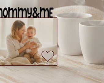 Mommy and Me Photo Panel – Custom 5x7 Wood Keepsake Gift – Laser Cut MDF Unisub – Personalized 3D Wood Letters