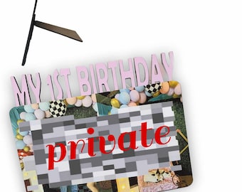 First Birthday Photo Panel Wood Sign – Personalized Baby Keepsake – 5x7 MDF Unisub Laser Cut – 3D Name Letters – Custom Photo Gift