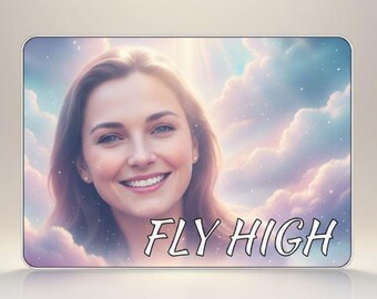 Fly High Memorial Photo Panel – 5x7 Custom Wood Sign – Laser Cut MDF Unisub with 3D Name Letters – Sympathy Keepsake