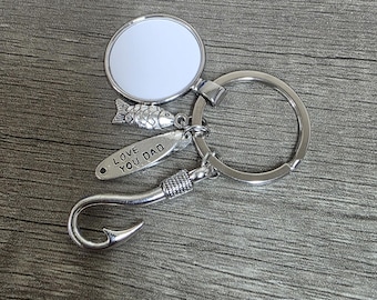 sublimation dad fishing Keychain