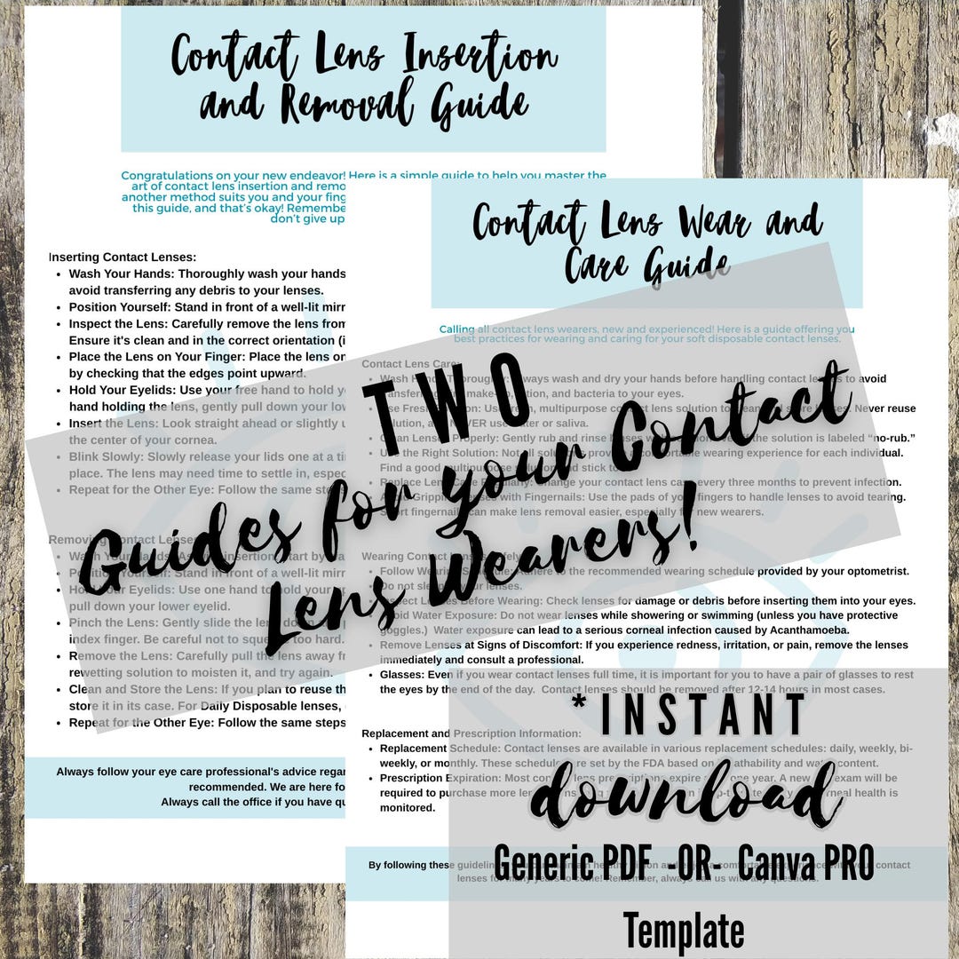Contact Lens Guide: Insertion, Removal & Care (PDF or Canva) - Etsy