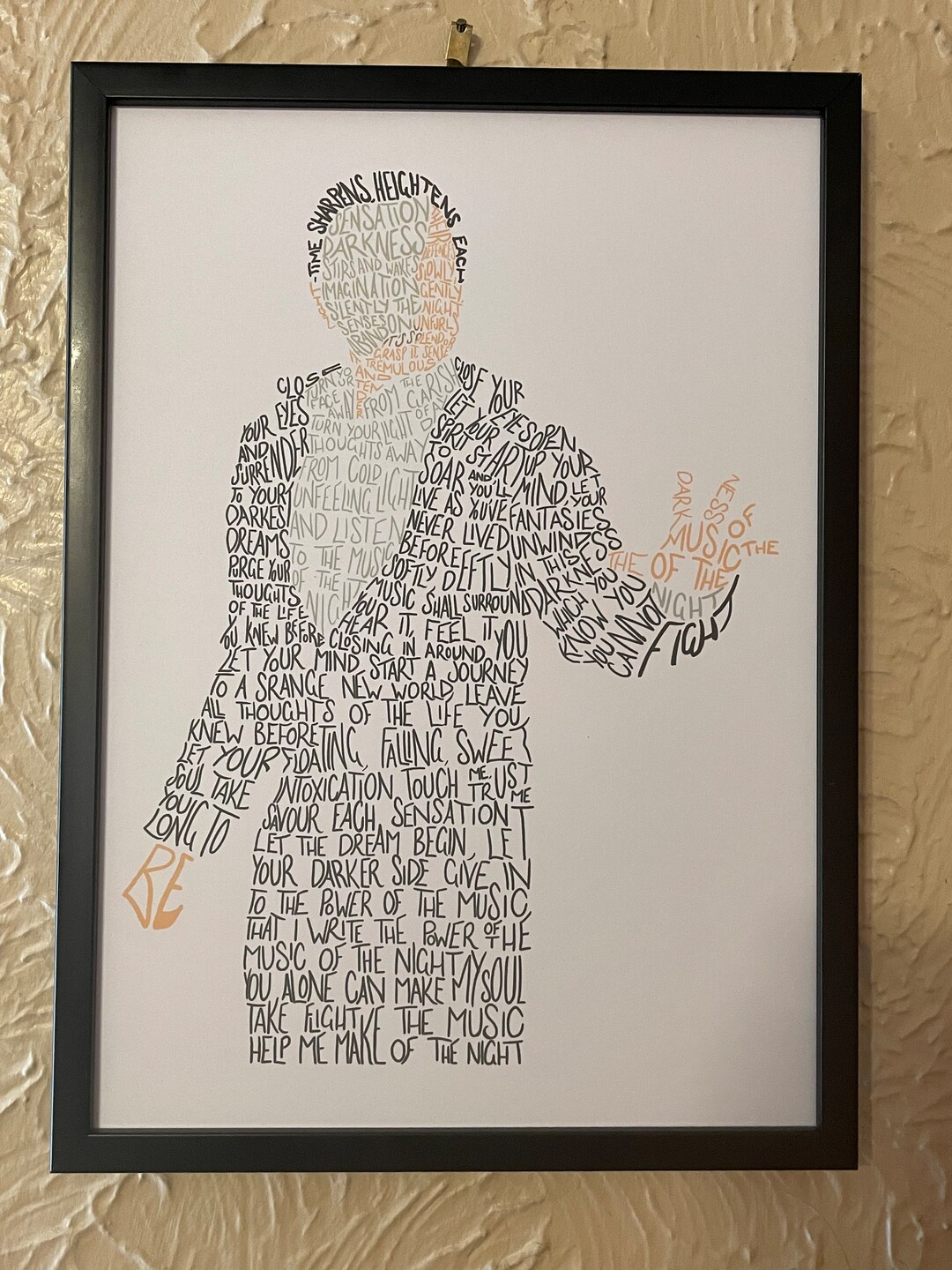 Phantom of the Opera Inspired Lyric Print Music of the Night - Etsy