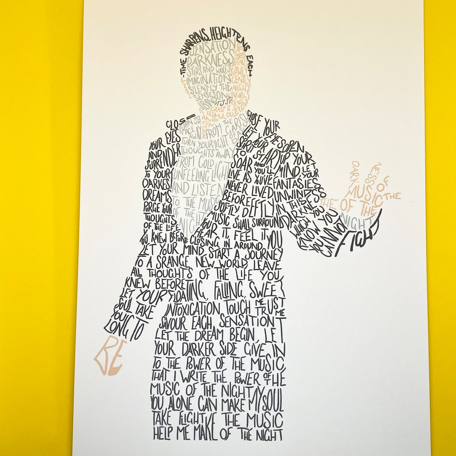 Phantom of the Opera Inspired Lyric Print - Music of the Night A5 - Etsy