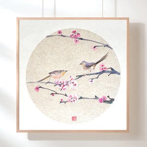 Birds,Original Chinese  Painting ,Sumi-e painting,ink painting, Wall Hangings Home Decor Unique Gift Customizable (Unframed)