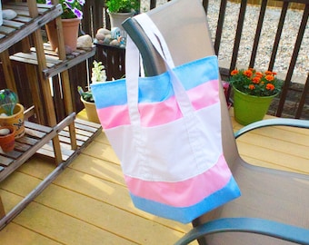 Trans Pride Flag Tote (6 pockets)