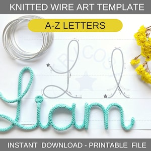 printable letter template for wire art, cursive alphabet template, uppercase & lowercase alphabet, mesh names, font template image 1