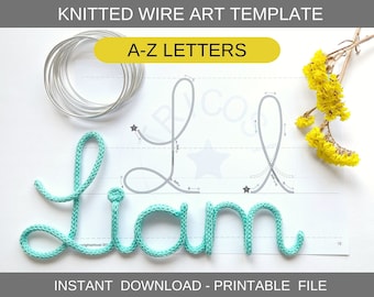 printable letter template for wire art, cursive alphabet template, uppercase & lowercase alphabet, mesh names, font template