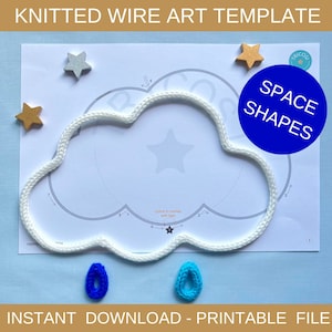 modello di forme spaziali per arte del filo, arte del filo lavorato a maglia, maglieria, forme di galassia e cielo per l'arredamento della cameretta, i-cord
