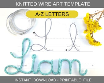 printable letter template for wire art, cursive alphabet template, uppercase & lowercase alphabet, mesh names, font template