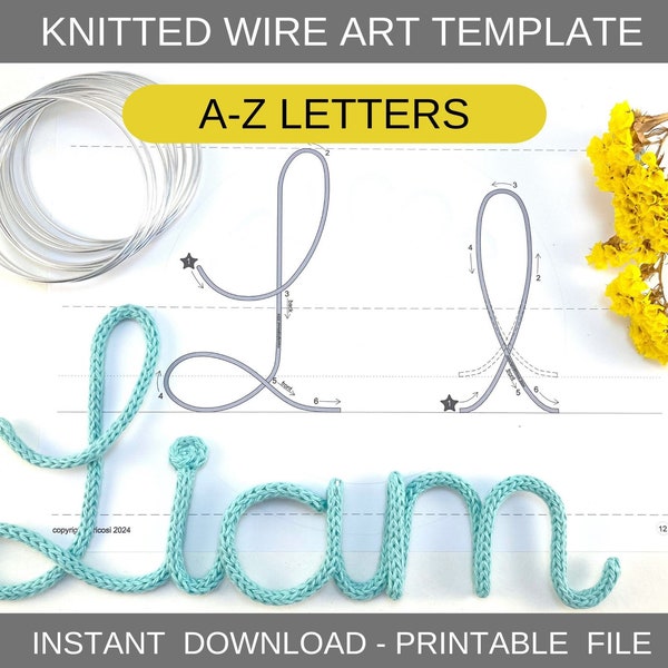 Druckbare Buchstabenvorlage für Wire Art, Kursivschrift-Alphabetvorlage, Groß- und Kleinbuchstaben, Mesh-Namen, Schriftartvorlage