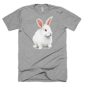 Bunny T Shirt - White Rabbit Tee - Wonderland Tee - White Bunny Shirt - Unisex Bella Canvas T Shirt  - Item 1052