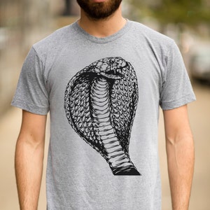 Cobra Snake T Shirt - Cobra Tee - Snake Charmer T Shirt - Unisex Bella Canvas T Shirt  - Item 1035 - Black Ink