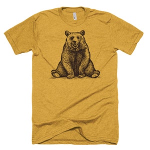 Brown Bear T Shirt - Bear Tee Shirt - Grizzly Bear Tee - Unisex Bella Canvas T Shirt  - Item 1047 - Brown Ink