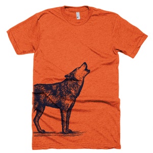 Lone Wolf T Shirt - Howling Wolf Tee Shirt - Wolf Shirt - Unisex Bella Canvas T Shirt  - Item 1056 Blue Ink