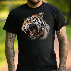 Roaring Tiger T Shirt - Big Cat Tee - Tiger Sanctuary Tee - Zoo T Shirt - Unisex Bella Canvas T Shirt  - Item 1017