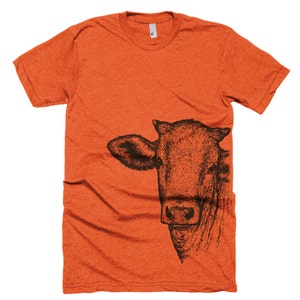 Steer T Shirt - Cow Tee Shirt  - Farm Animal T Shirt - Cow Drawing Tee - Unisex Bella Canvas T Shirt  - Item 1014 - Brown Ink