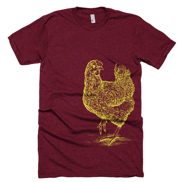 Farm Animal T Shirt - Chicken Tee Shirt - Animal Lover TShirt - Hen Tee - Unisex Bella Canvas T Shirt - Item 1001 - Yellow Ink