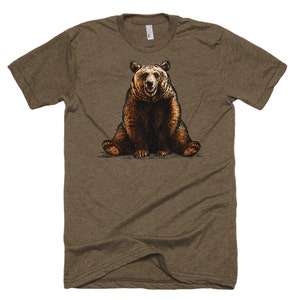 Brown Bear T Shirt - Bear Tee Shirt - Grizzly Bear Tee - Unisex Bella Canvas T Shirt  - Item 1047