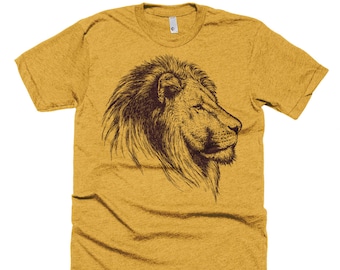 Lion T Shirt - Lion Head T Shirt - Lionhead Tee - African Lion Shirt - Unisex Bella Canvas T Shirt  - Item 1031 - Maroon Ink