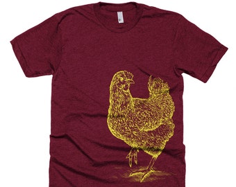 Farm Animal T Shirt - Chicken Tee Shirt - Animal Lover TShirt - Hen Tee - Unisex Bella Canvas T Shirt - Item 1001 - Yellow Ink