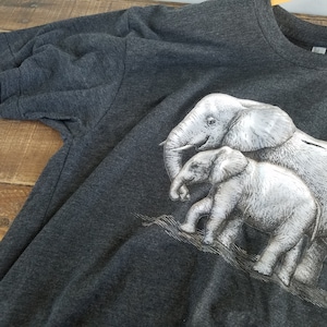 Mother and Baby Elephant T Shirt - Baby Elephant Tee - Wild Elephant T Shirt - Unisex Bella Canvas T Shirt  - Item 1027
