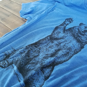 Waving Bear T Shirt - Big Bear Tee - Brown Bear T Shirt - Mountain Bear - Unisex Bella Canvas T Shirt  - Item 1049 - Black Ink