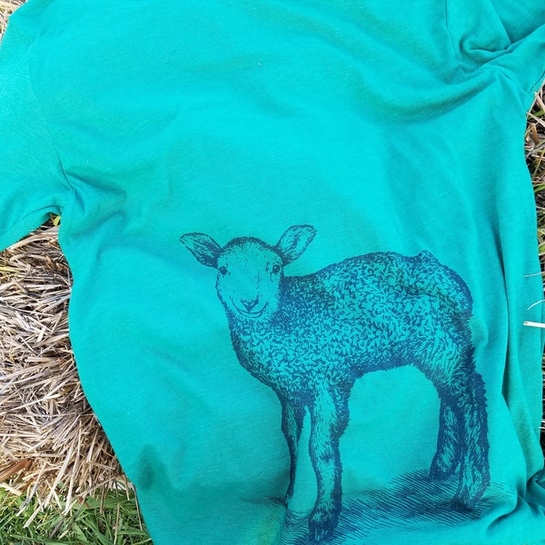 Baby Sheep Animal T Shirt - Lamb Tee Shirt - Lamb Tee - Unisex Bella Canvas T Shirt - Item 1009 - Navy Ink