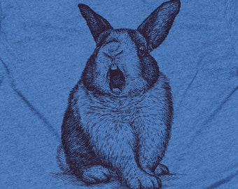 Fierce Bunny T Shirt - Ferocious Rabbit Tee - Growling Bunny Rabbit Shirt - Unisex Bella Canvas T Shirt  - Item 1042 - Purple Ink