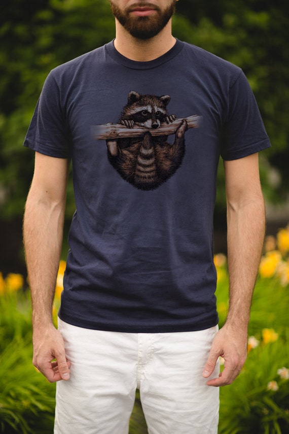 Hanging Raccoon T Shirt - Wildlife Tee Shirt  - Hand Drawn Animal Shirt - Unisex Bella Canvas T Shirt  - Item 1022