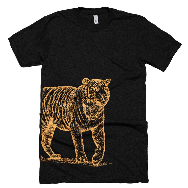 Bengal Tiger T Shirt - Wild Tiger Tee Shirt - Big Cat Tee - Unisex Bella Canvas T Shirt - Item 1058 - Orange Ink Bild 2