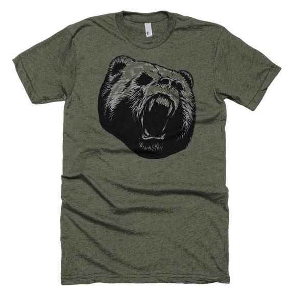 Roaring Bear - Grizzly Bear T Shirt - Black Bear Tee - Unisex Bella Canvas T Shirt  - Item 1037 - Gray Ink