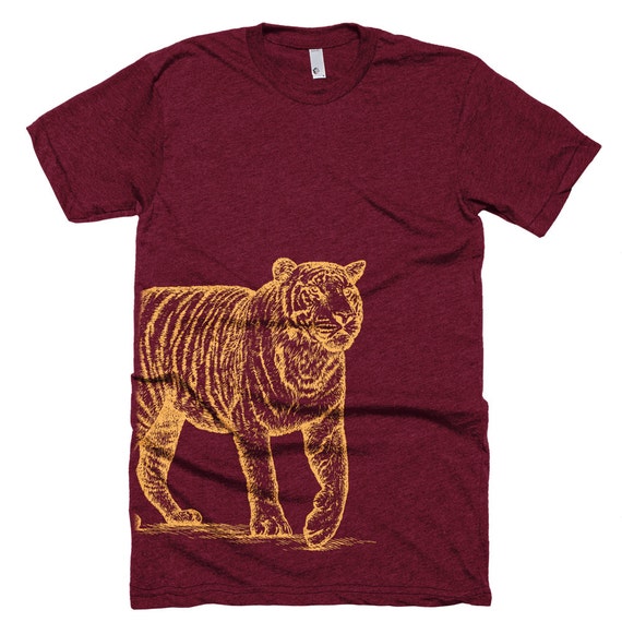 Bengal Tiger T Shirt - Wild Tiger Tee Shirt - Big Cat Tee - Unisex Bella Canvas T Shirt  - Item 1058 - Orange Ink