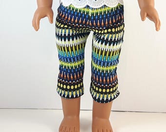 Multi Print Capri Leggings for 18 Inch Doll