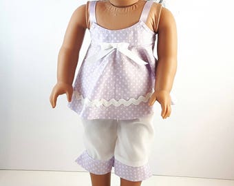 Purple Polka Dot Pajamas for 18 inch doll