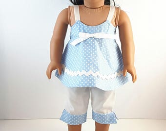 Blue Polka Dot Pajama Outfit for 18 inch Doll