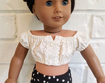 White Bohemian Doll Top for 18 inch Doll