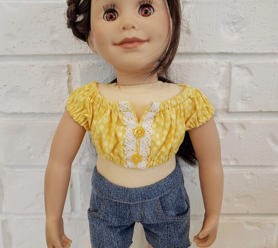 Yellow Bohemian Doll Top for 18 inch Doll