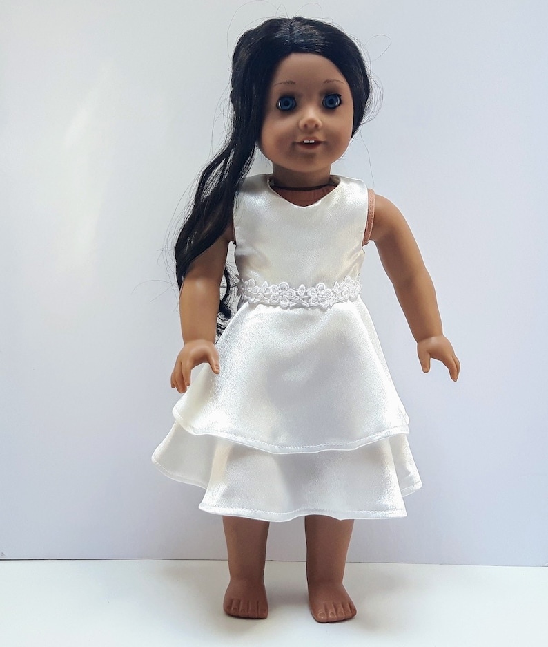 White Satin Sleeveless Dress for 18 inch Doll