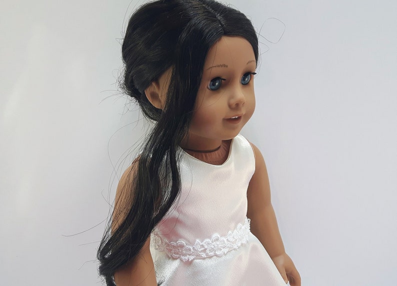 White Satin Sleeveless Dress for 18 inch Doll